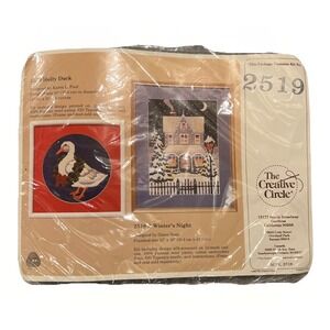 The Creative Circle Holly Duck & A Winters Night Cross Stitch Kit Granny Vintage